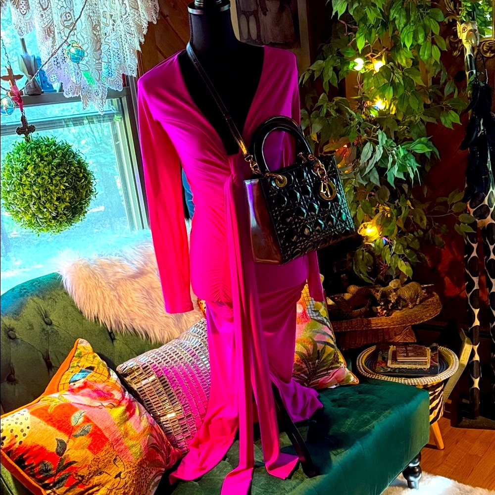 Susana Monaco Hot Pink Long Sleeve Dress